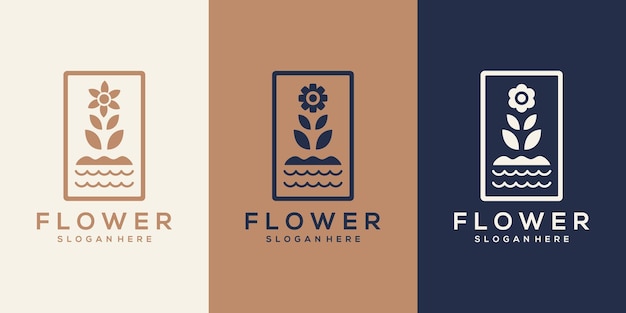 Collection of abstract floral logo designs with luxury concepts