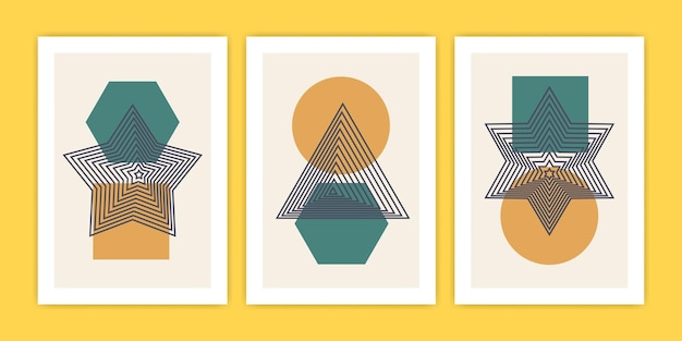 Collection of abstract geometric shape poster illustration