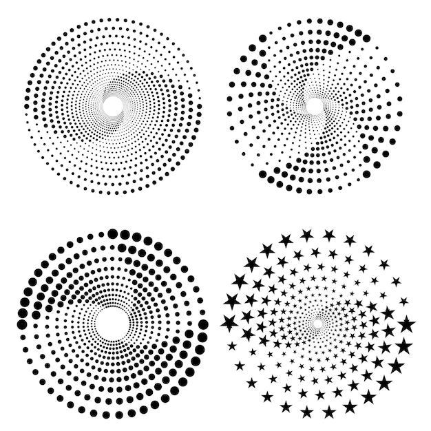 Коллекция абстрактных полутоновых рамок Круглые элементы для графического дизайна