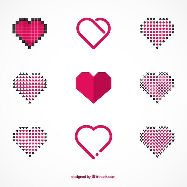 Vector collection of abstract hearts