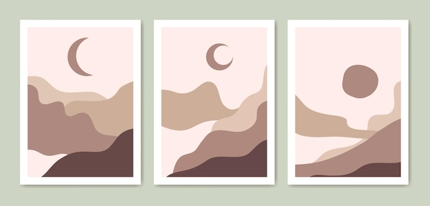 Vector collection of abstract landscape. use for background, cover, wallpaper, print, card, wall decor