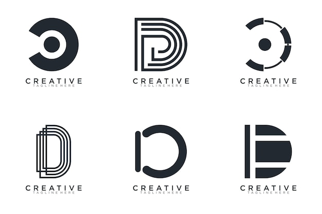 collection abstract letter D logo icon set design for business