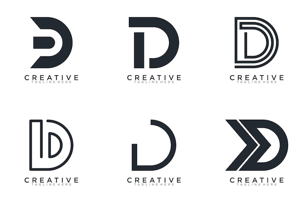 коллекция абстрактных букв D логотипа иконы набор дизайна для бизнеса