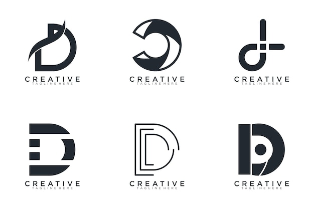 collection abstract letter D logo icon set design for business