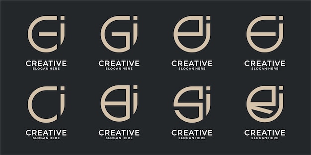 Collection of abstract letter logo designs template