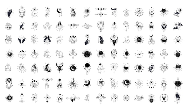 Collection of abstract magic illustrations