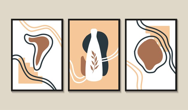 Collection of abstract modern botanical posters vector flat illustration