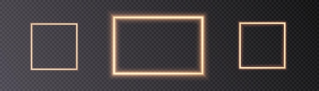 Collection of Abstract Neon Square Frames for Designing Portraits, Invitations, Postcards.Vector PNG