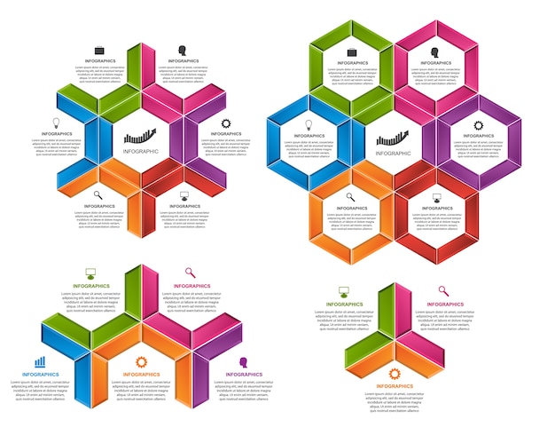 Raccolta di modello astratto infografica opzioni