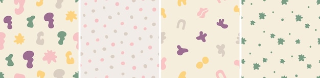 Vector collection of abstract seamless pattern simple organic shapes