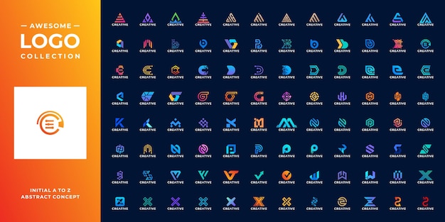 抽象記号の頭文字 a から z のロゴ デザインのコレクション