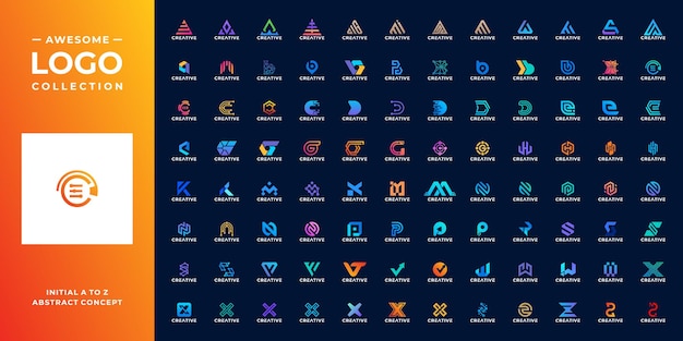 抽象記号の頭文字 a から z のロゴ デザインのコレクション