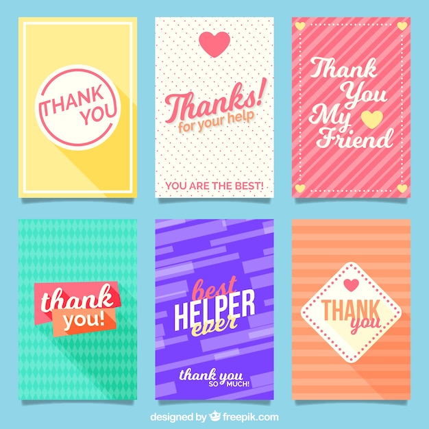 Vector collection of abstract thank you cards