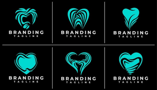 Collection of abstract tooth dental logo design