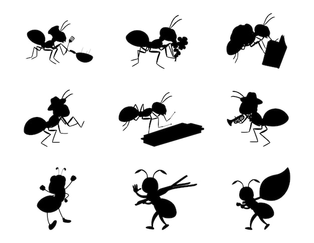 Collection of abt working  isolated vector Silhouettes