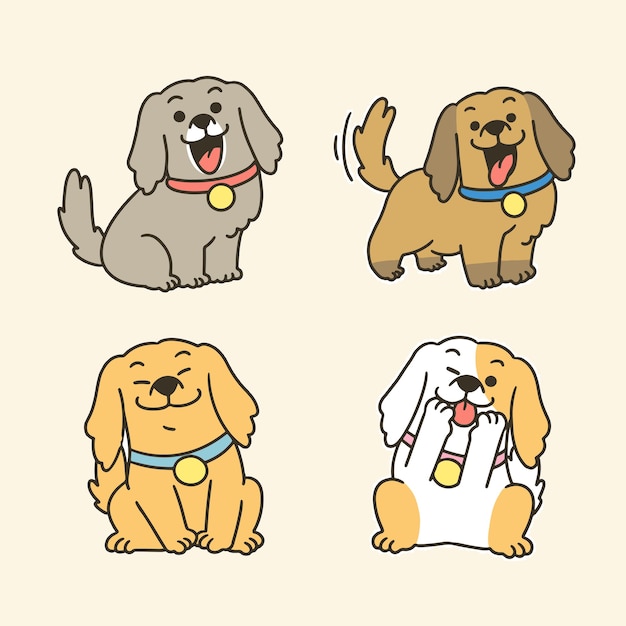 Collection Of Adorable Lovely Puppies Mascot Doodle Third Set  