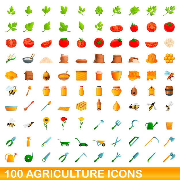 Collection of agriculture icons isolated on white