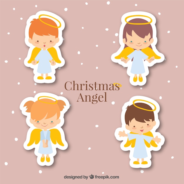 Vector collection of angel stickers