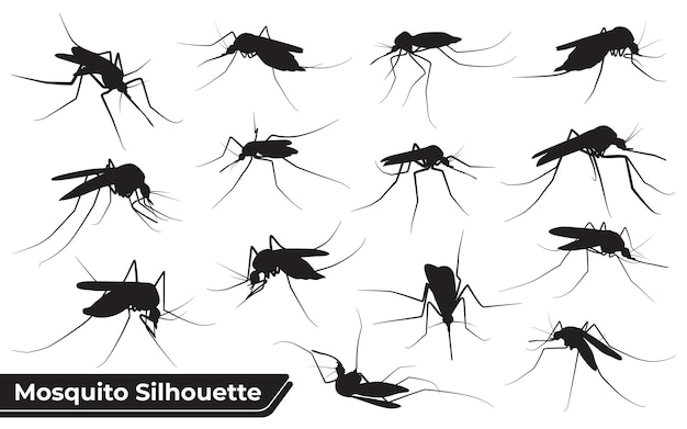 Collection of animal mosquito silhouettes vector