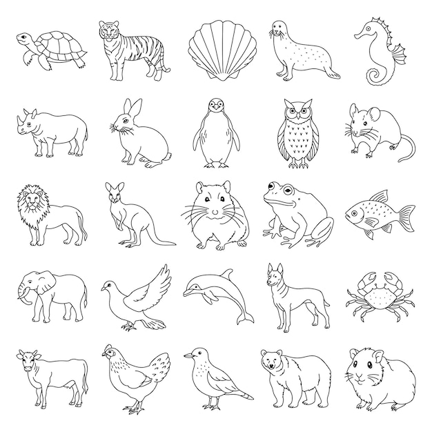 Vector collection of animal outline elements