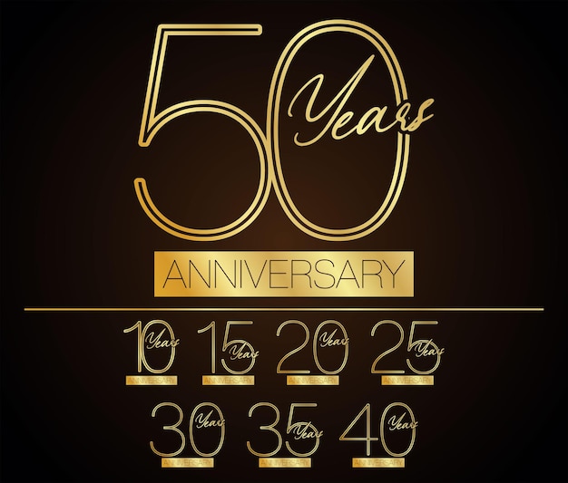 Vector collection of anniversary logotype style with golden color vector illustration