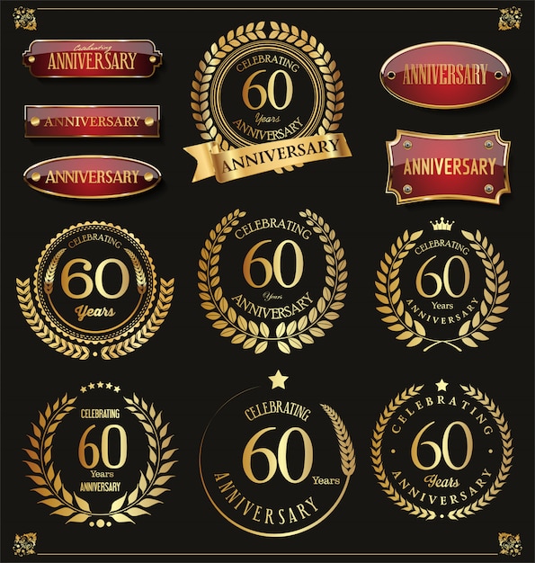 Collection of anniversary retro laurel wreath