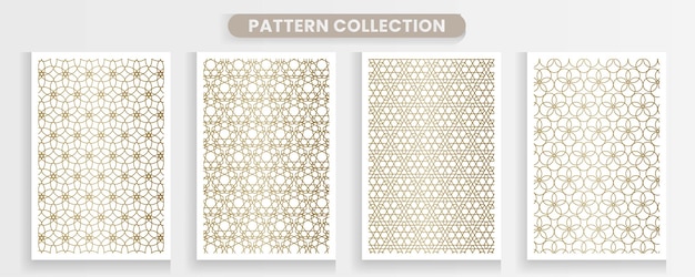 Collection of arabic geometric patterns Luxurious gold color