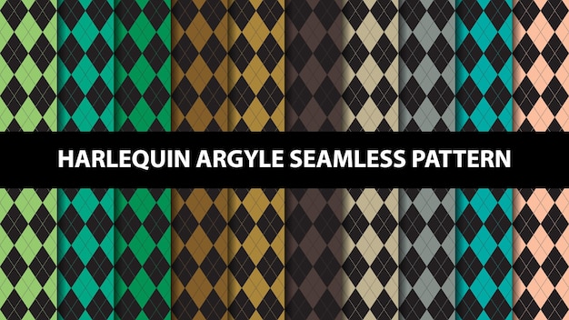 Vector collection of argyle harlequin vector seamless pattern