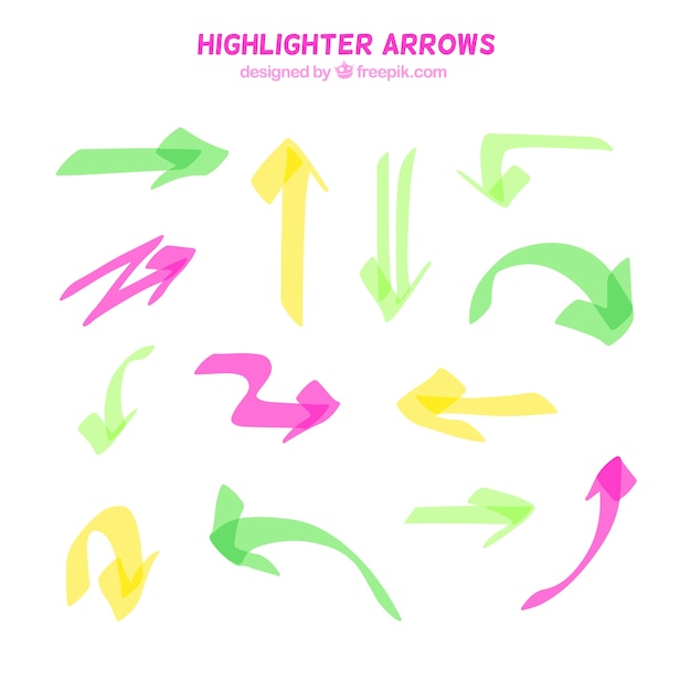 Collection of arrow made with highlighter