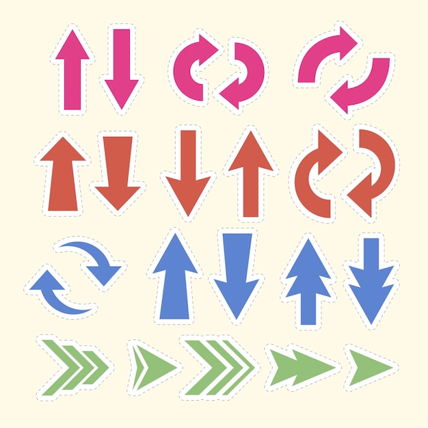 Collection Of Arrows Sticker Vector Illustration