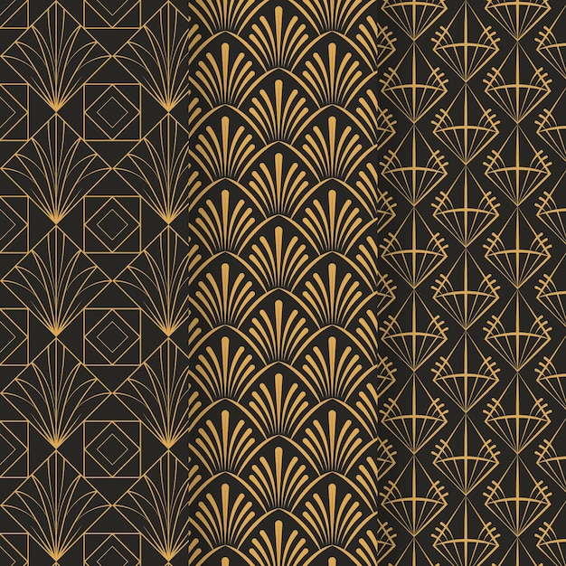 Collection of art deco pattern template