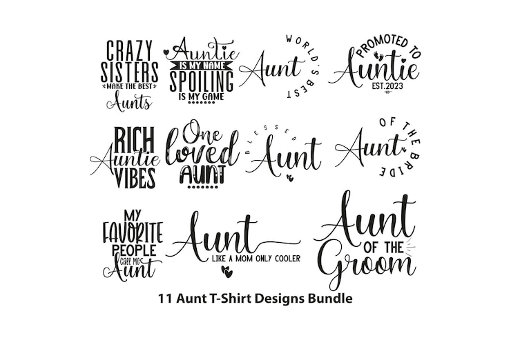 Vector a collection of aunt t - shirt designs bundle