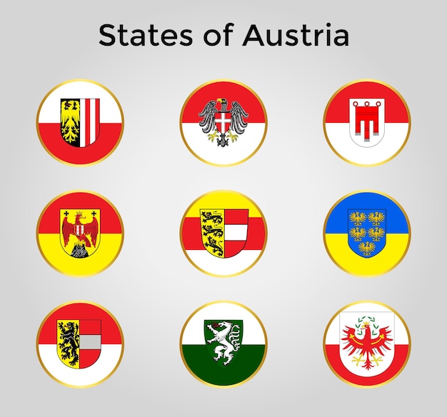 Collection of austria states all buttons flag designs template