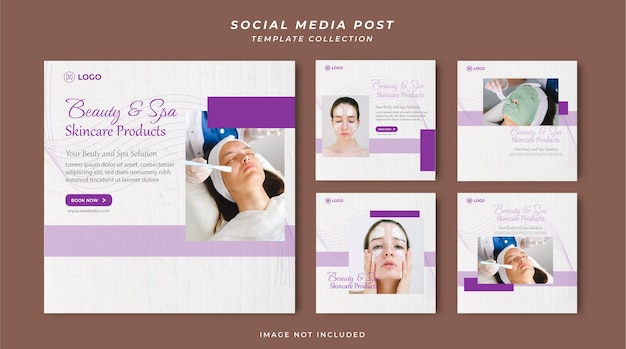 Collection background beauty spa skincare social media pack template premium vector