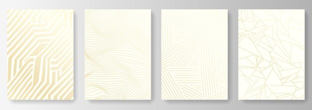 Vector collection of backgrounds with golden linear pattern