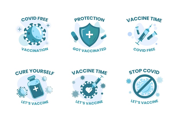 Vector collection of badge illustration vaccine covid19