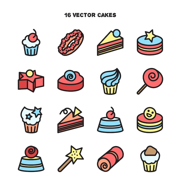 Collection of bakery and cake icons. candy, sweet set.