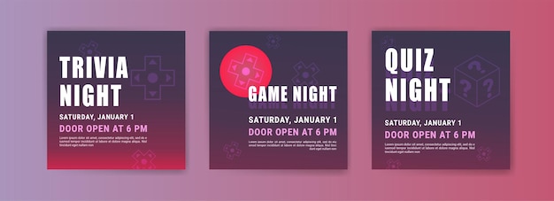 Vector collection of banner templates for trivia night
