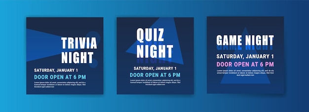 Collection of banner templates for trivia night