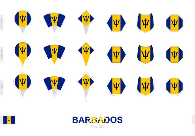 Collection of the Barbados flag in different shapes and with three different effects