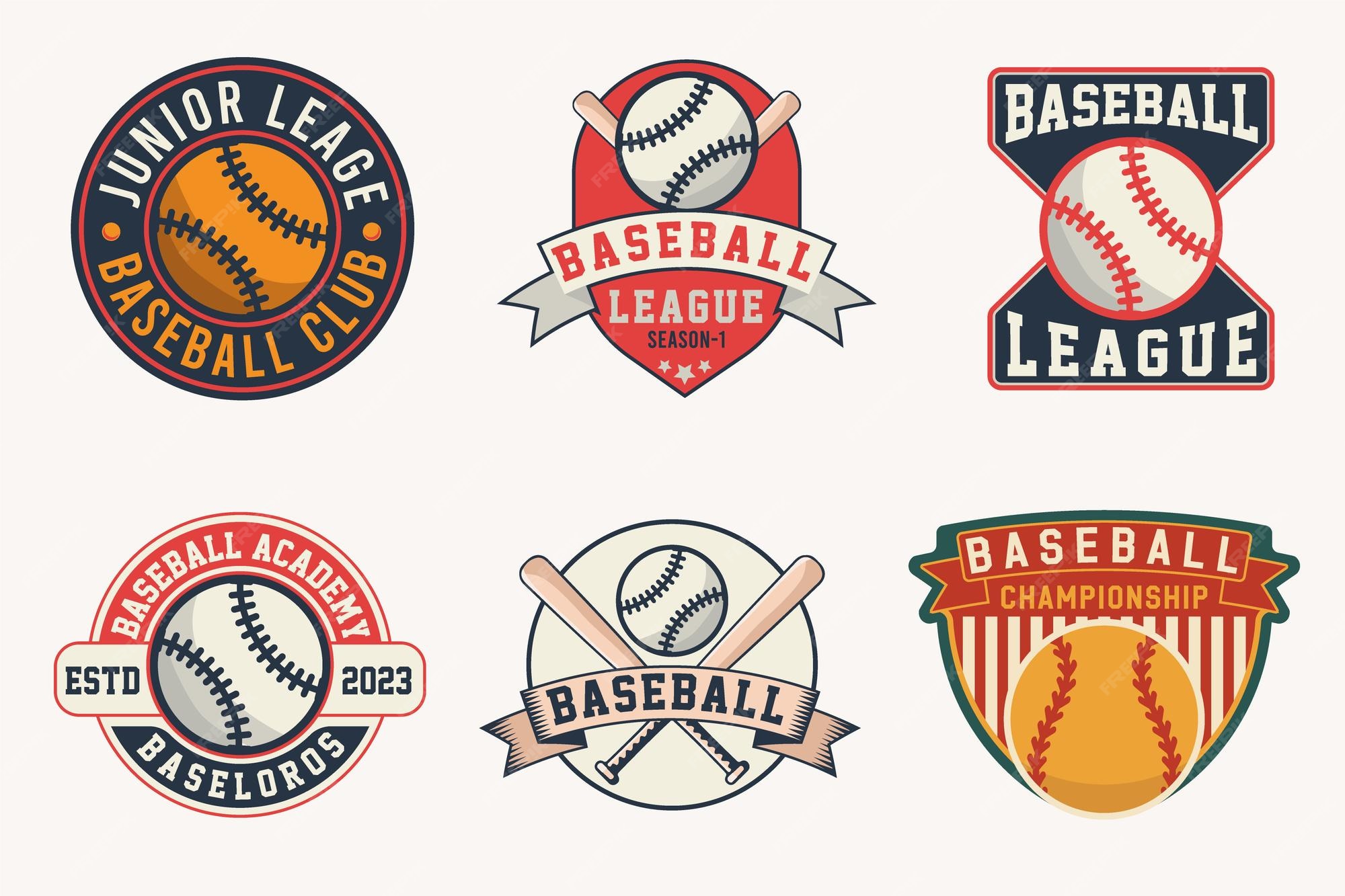 Premium Vector A collection of baseball league logos including one
