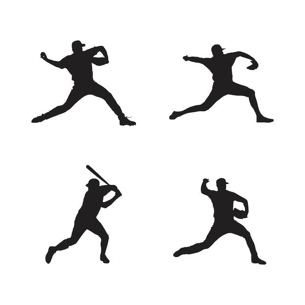 Collection of baseball player silhouettes