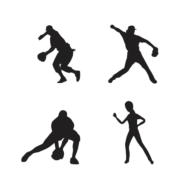 Collection of baseball player silhouettes