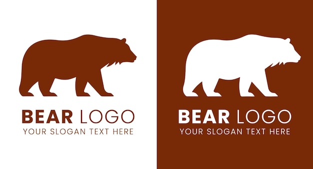 Collection of bears logos silhouette illustration on vector