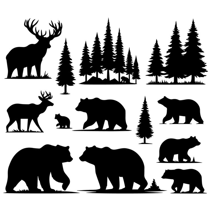 Vector a collection of bears and one is called bear cub