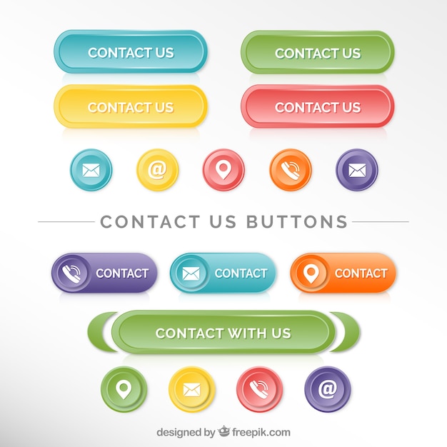 Vector collection of beautiful contact buttons