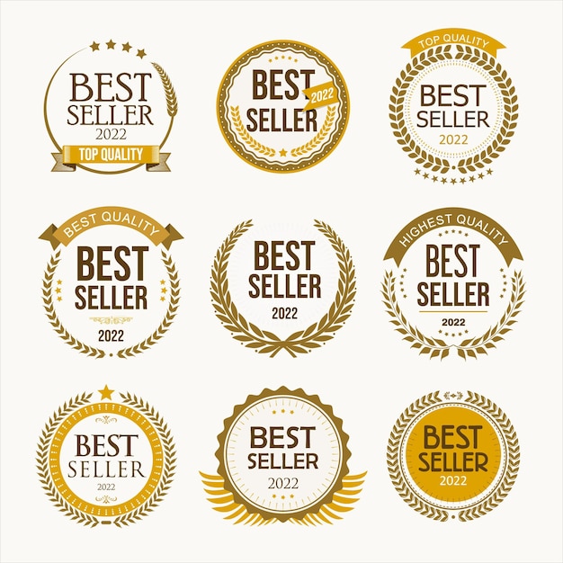 Best seller icon design with laurel, best seller badge logo isolated -  stock vector Stock Vector