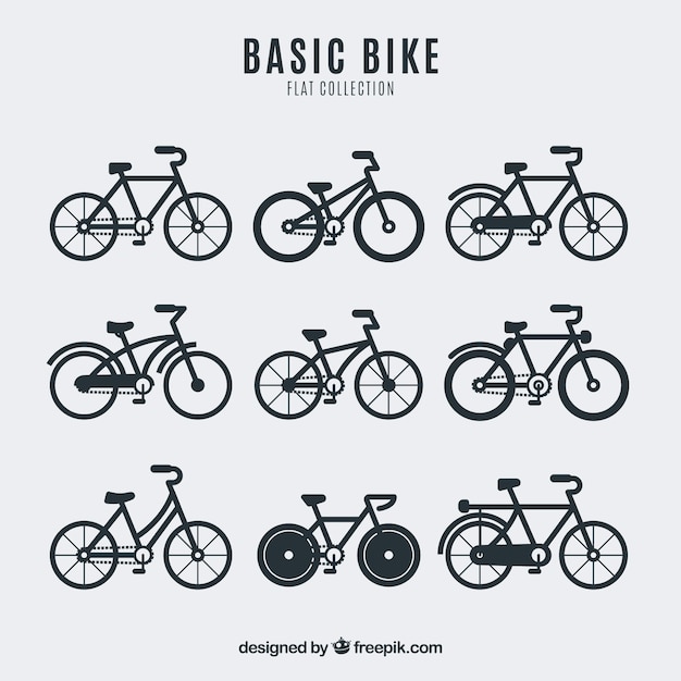 Collection of bicycle in flat design