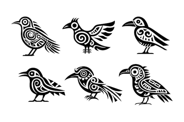 Small bird tattoos Silhouette Vector, Clipart Images, Pictures