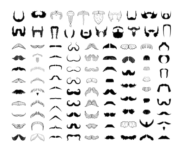 Collection of black beards and mustaches